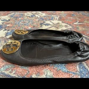 Tory Burch Chocolate Logo Flats